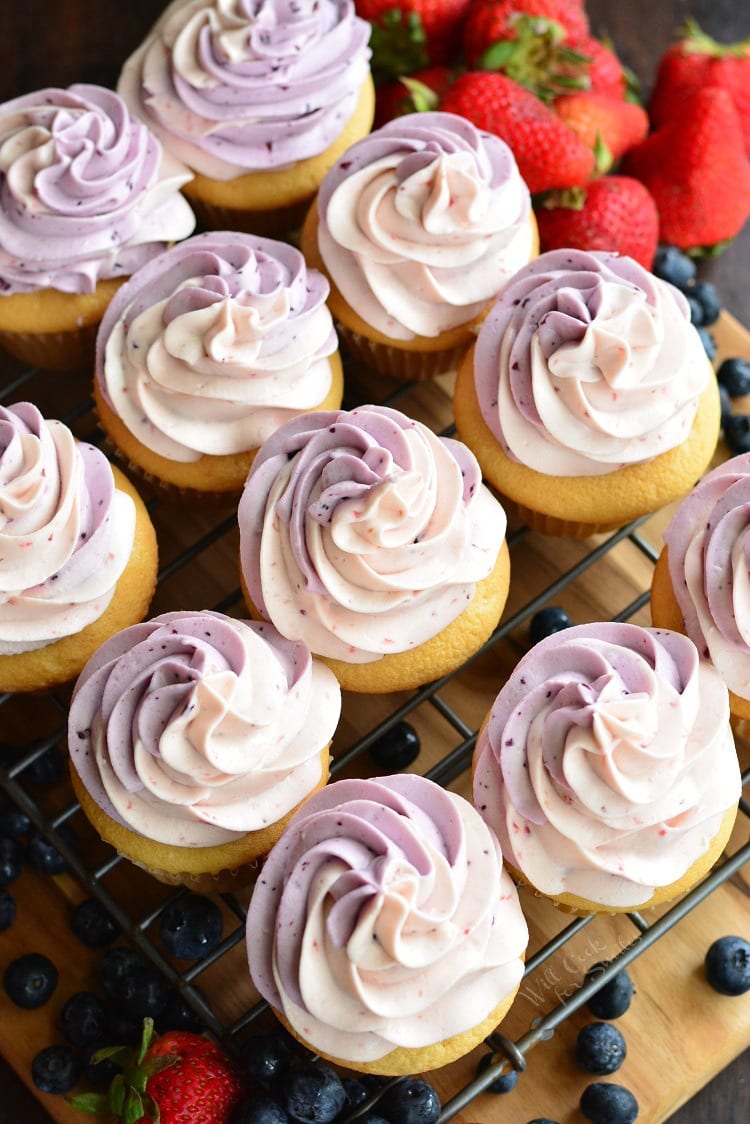 above photo of cupcakes with frosting on top of them.