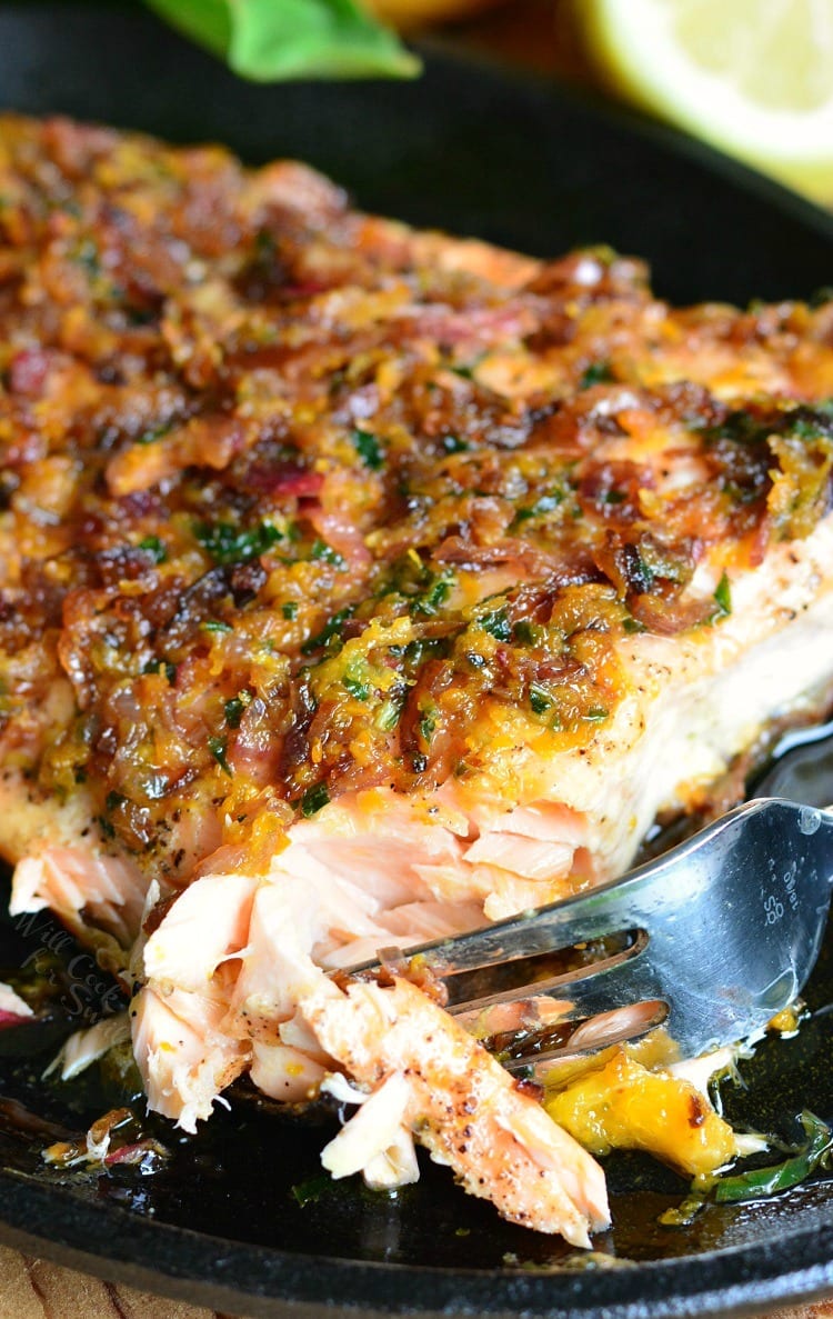 Grilled Salmon with Brown Butter Citrus Sauce
