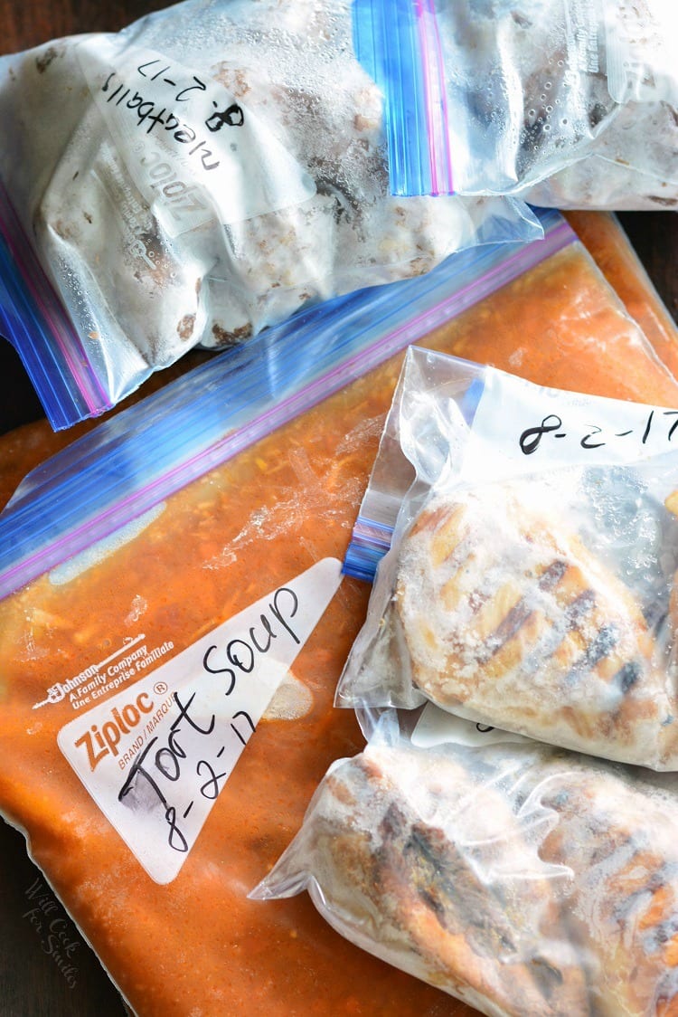 foods frozen in ziplock bags