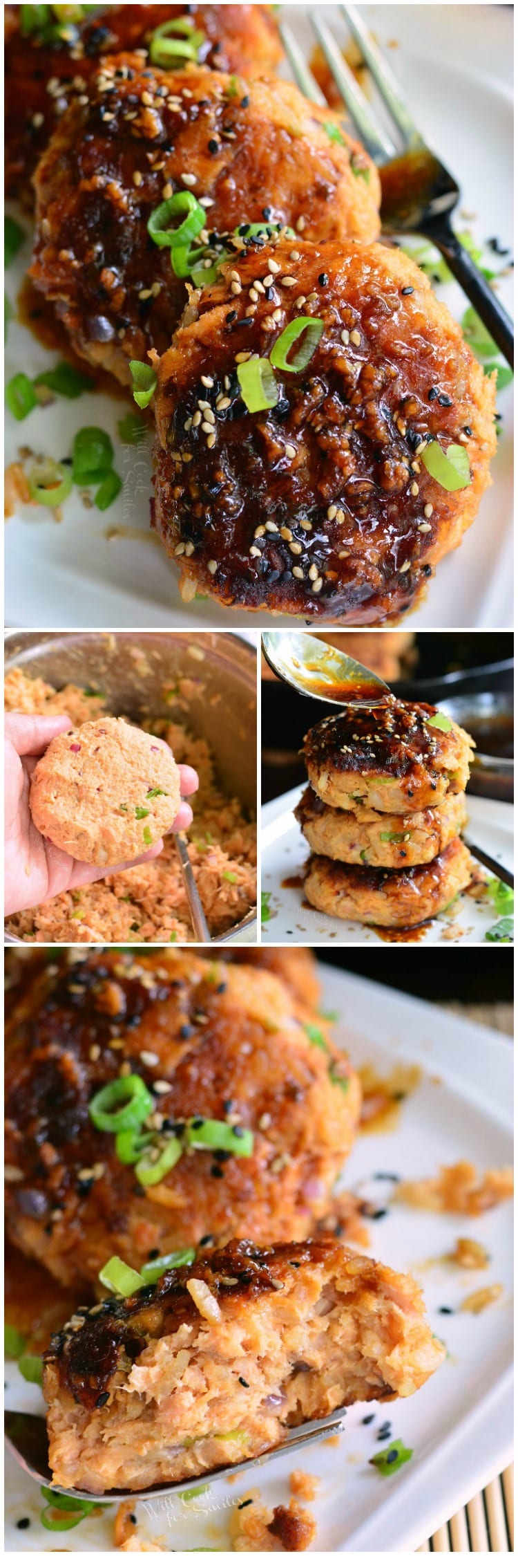 Teriyaki Rice and Salmon Patties. These outstanding salmon patties are soft, flaky, and packed with flavors. They are made with rice and teriyaki flavors inside as well as an easy teriyaki sauce for dipping.