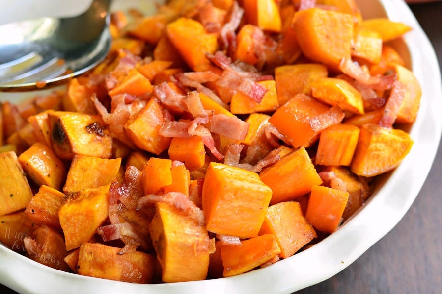 Maple Bacon Roasted Sweet Potatoes Will Cook For Smiles