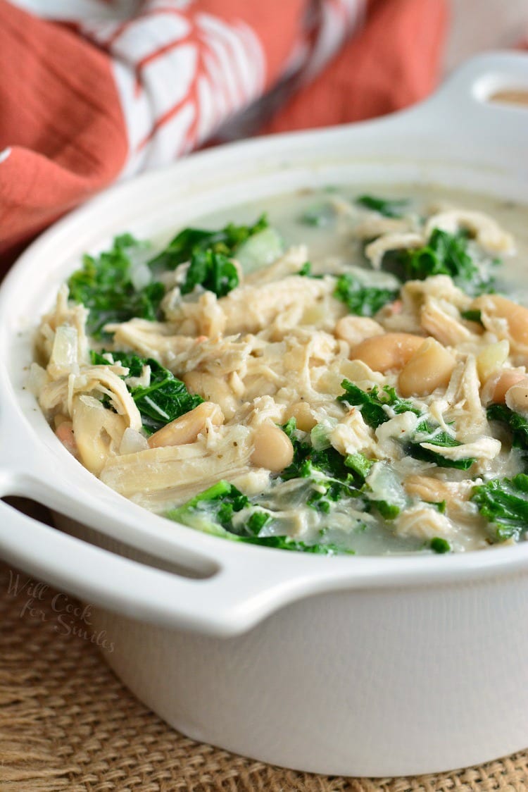 Creamy Chicken and Bean Soup in a bowl