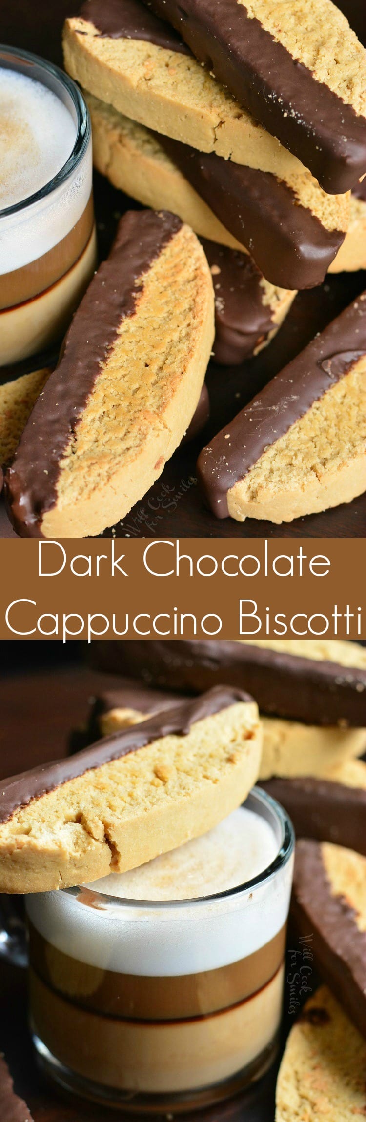 Dark Chocolate Cappuccino Biscotti collage 