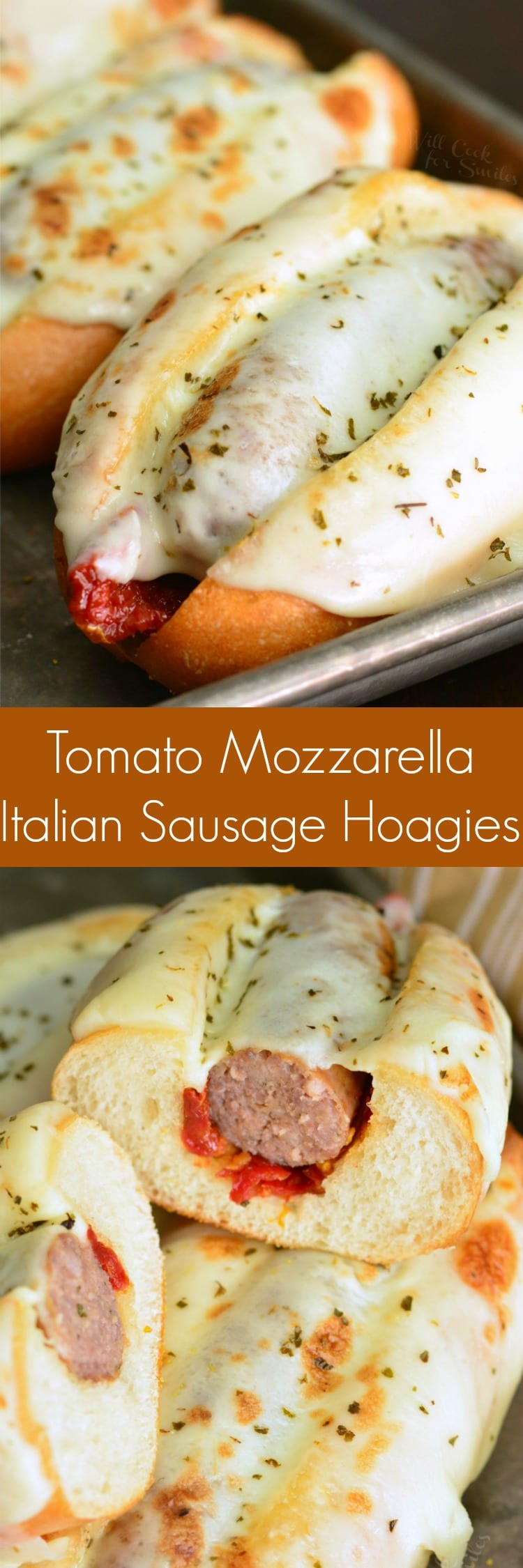 Tomato Mozzarella Italian Sausage Hoagies collage 