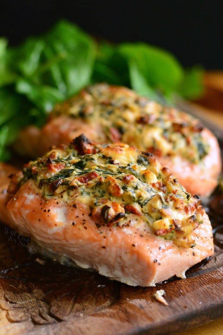 Creamy Spinach and Sun Dried Tomato Stuffed Salmon Will Cook For Smiles