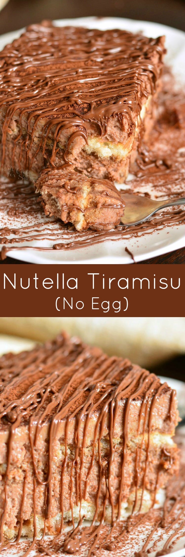 Easy Nutella Tiramisu on a plate collage 