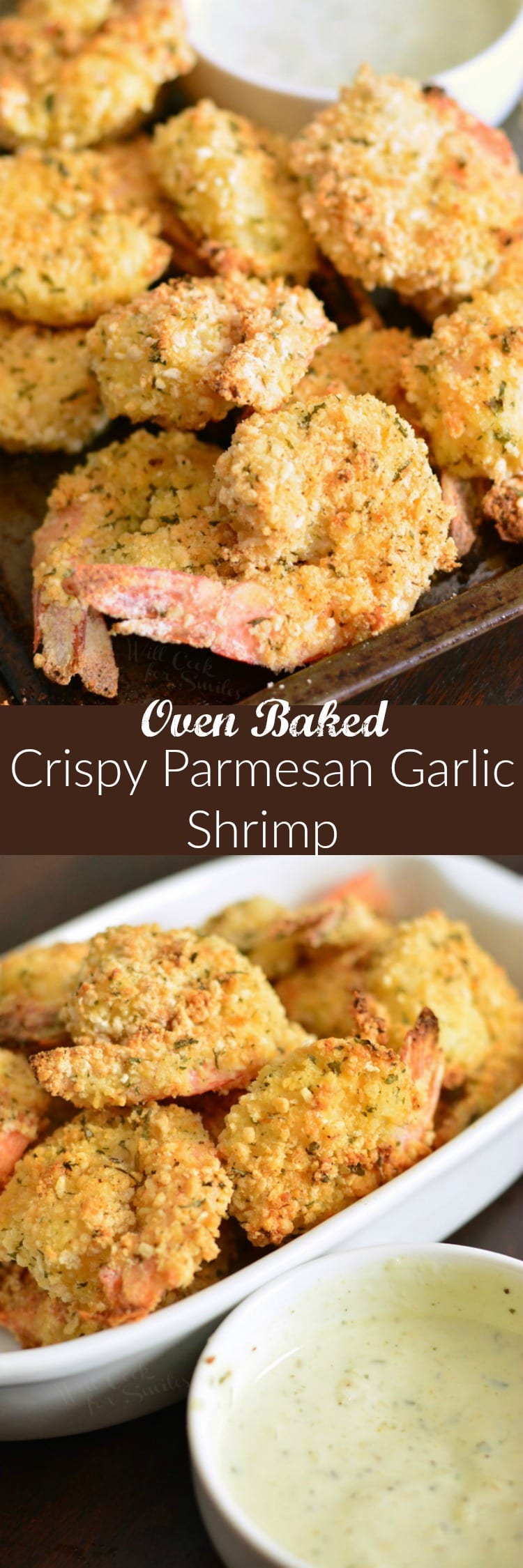 Oven Baked Crispy Parmesan Garlic Shrimp collage 