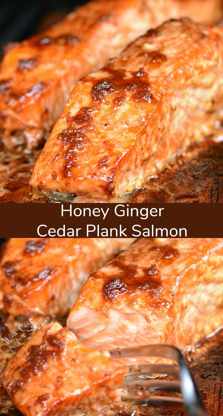 Honey Ginger Cedar Plank Salmon collage 