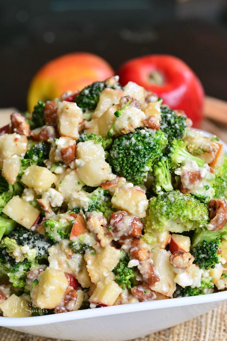 Pear Apple Broccoli Salad in a bowl 