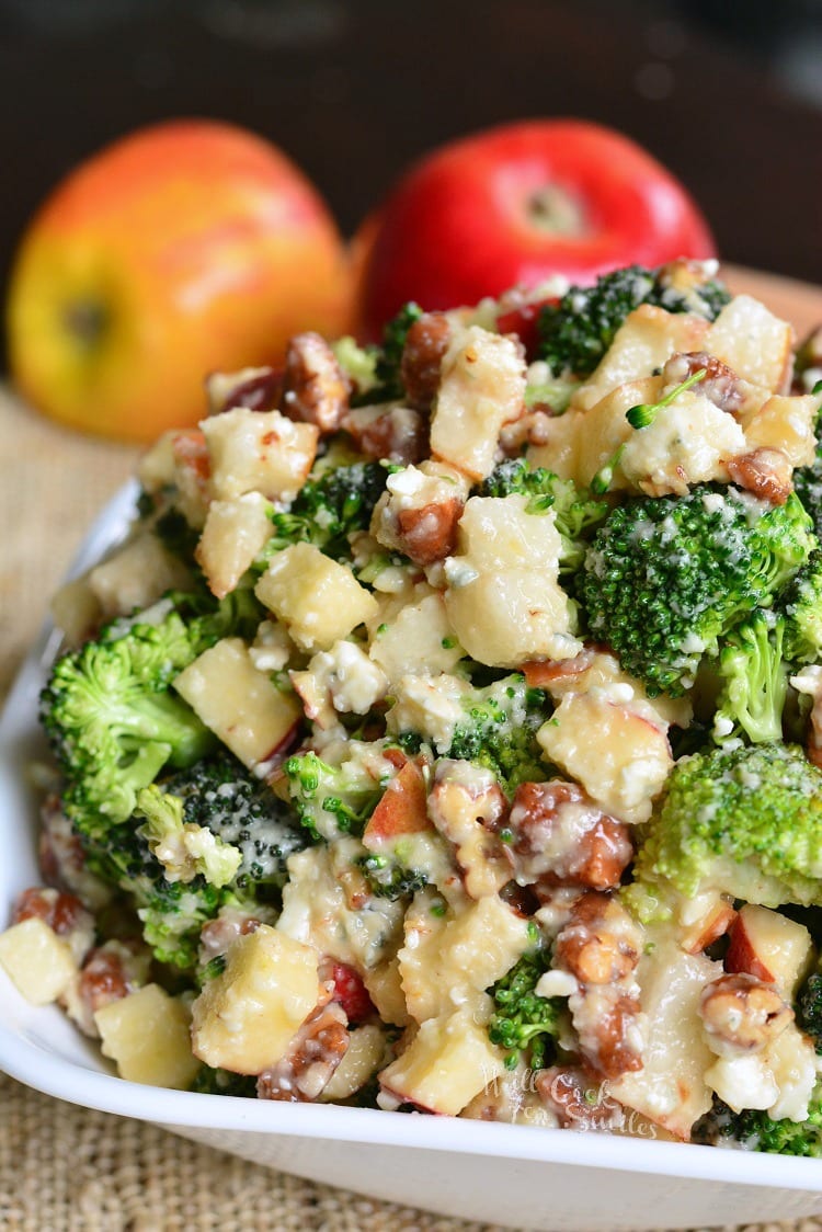 Pear Apple Broccoli Salad in a bowl 