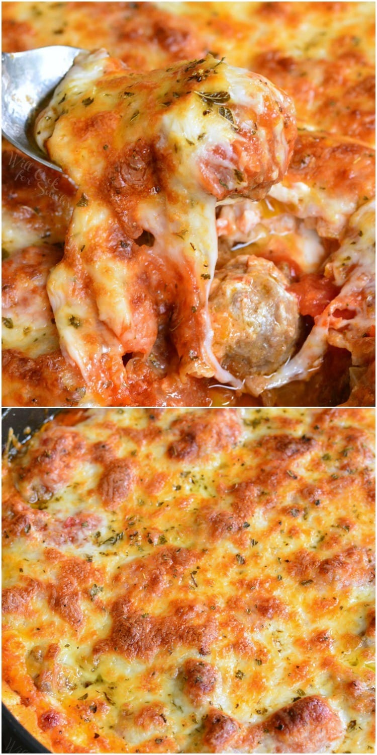 Cheesy Meatball Dip recipe collage