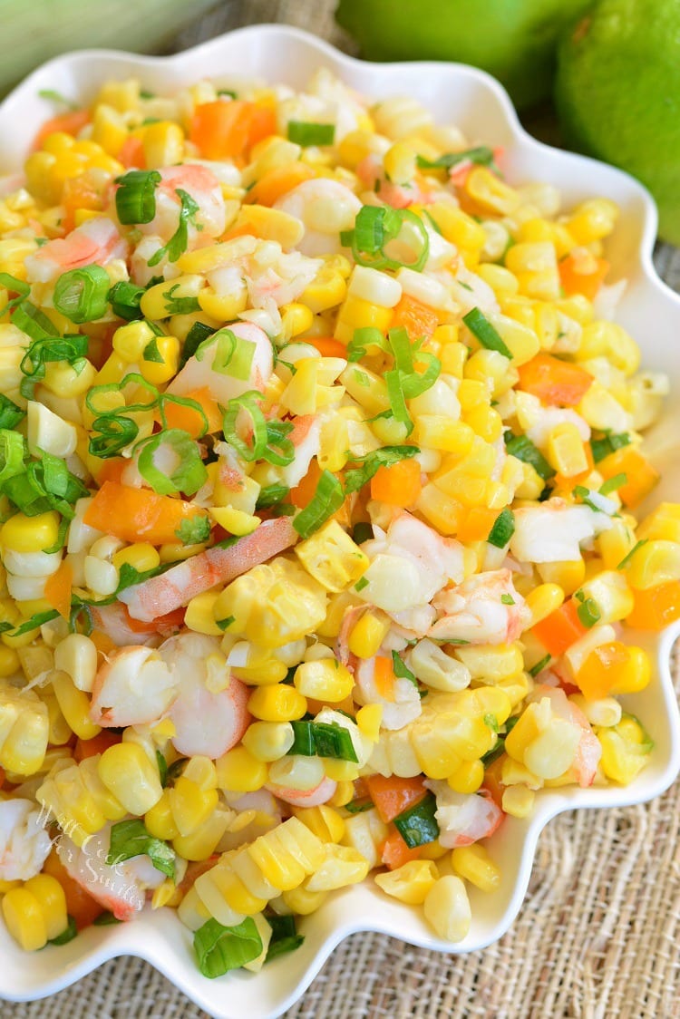 Cilantro Lime Shrimp Corn Salad in a bowl 