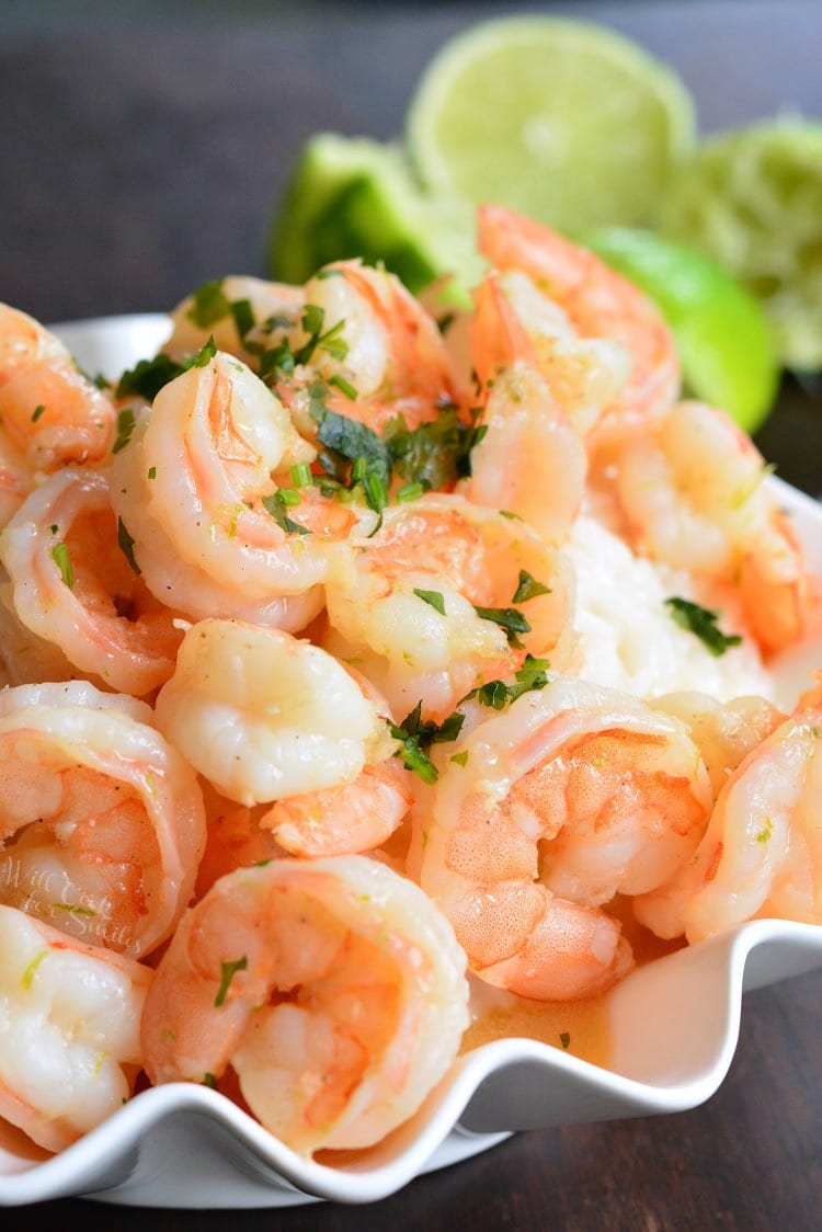 Key Lime Coconut Shrimp and Coconut Rice in a serving bowl 