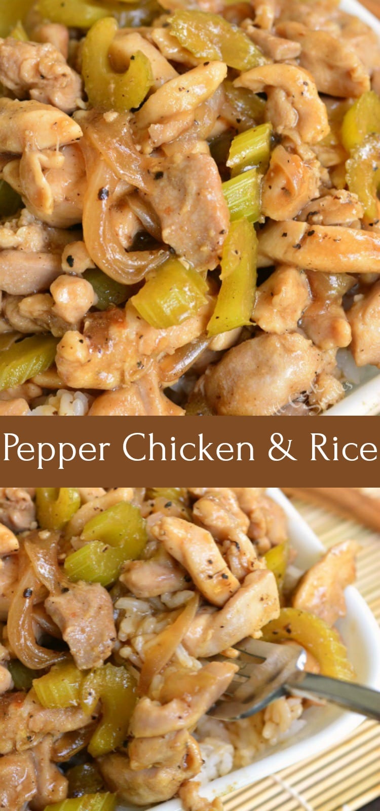 collage of cooked pepper chicken