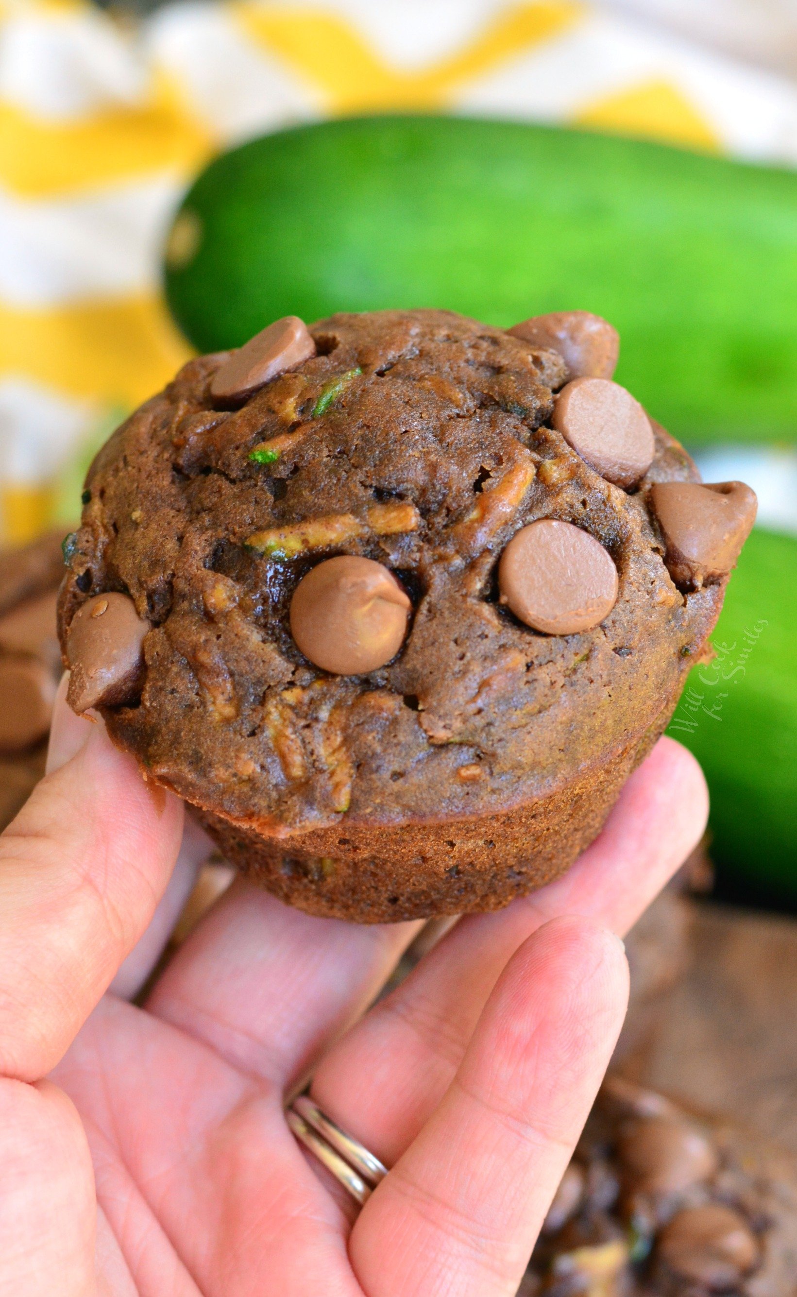 holding a Chocolate Zucchini Muffin 