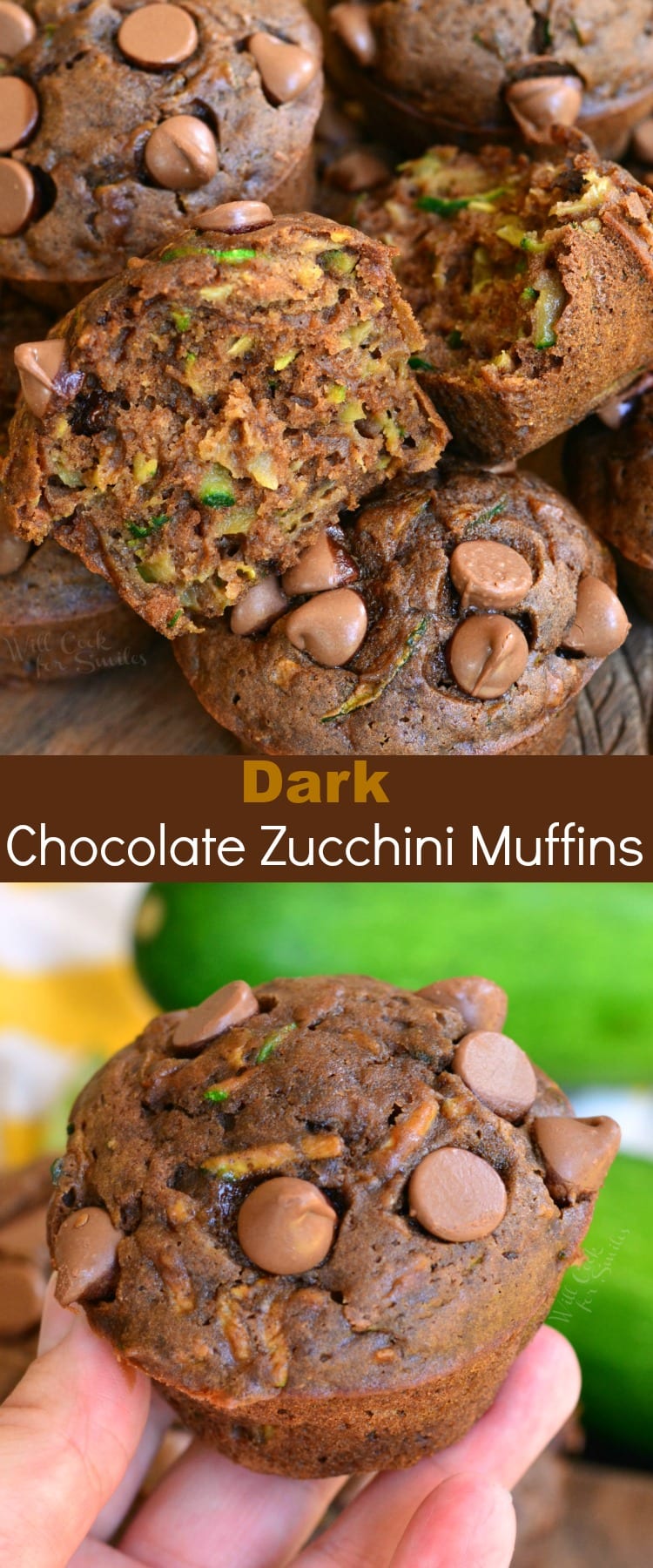Easy Dark Chocolate Zucchini Muffins make a perfect breakfast, snack, and brunch! It only takes 5 minutes to prep and 20 minutes to bake these rich and moist chocolate zucchini muffins. #zucchini #muffins #chocolate #breakfast #snack #brunch