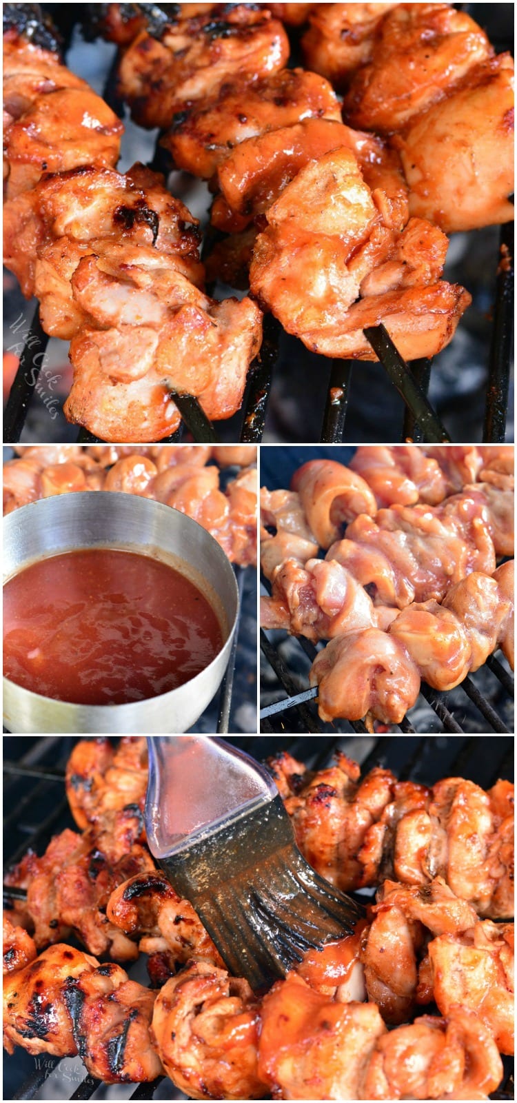 Grilled Spicy BBQ Chicken Skewers collage 