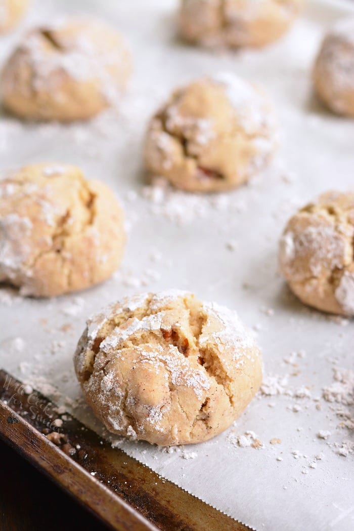 Soft Maple Pecan Cream Cheese Cookies cooked on wax paper 