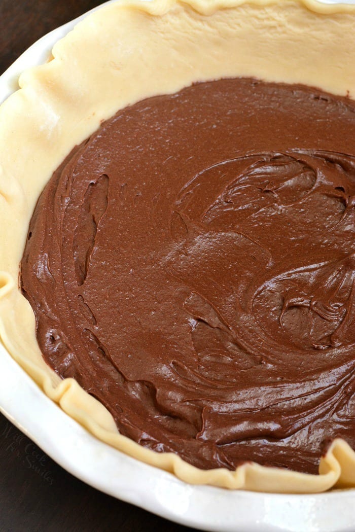 chocolate pie in pie pan 