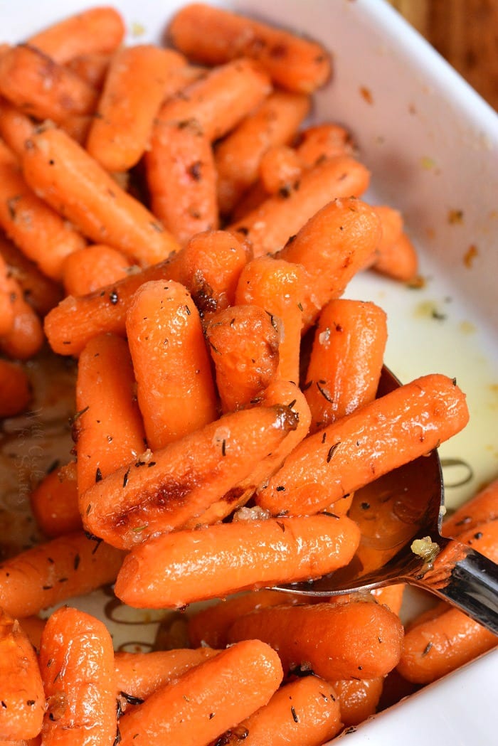Roasted Carrots in a baking dish 