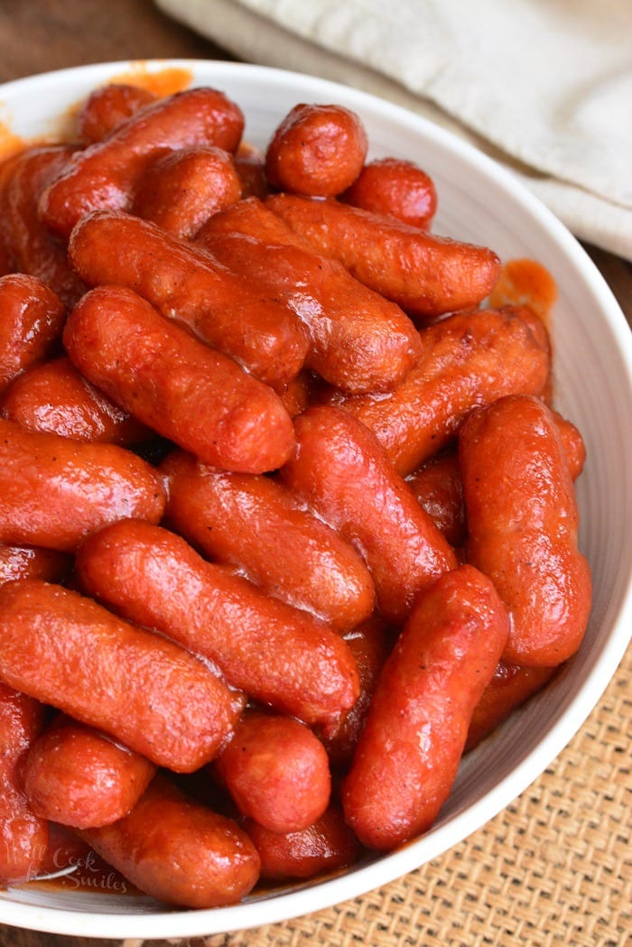 BBQ Little Smokies in a serving bowl 