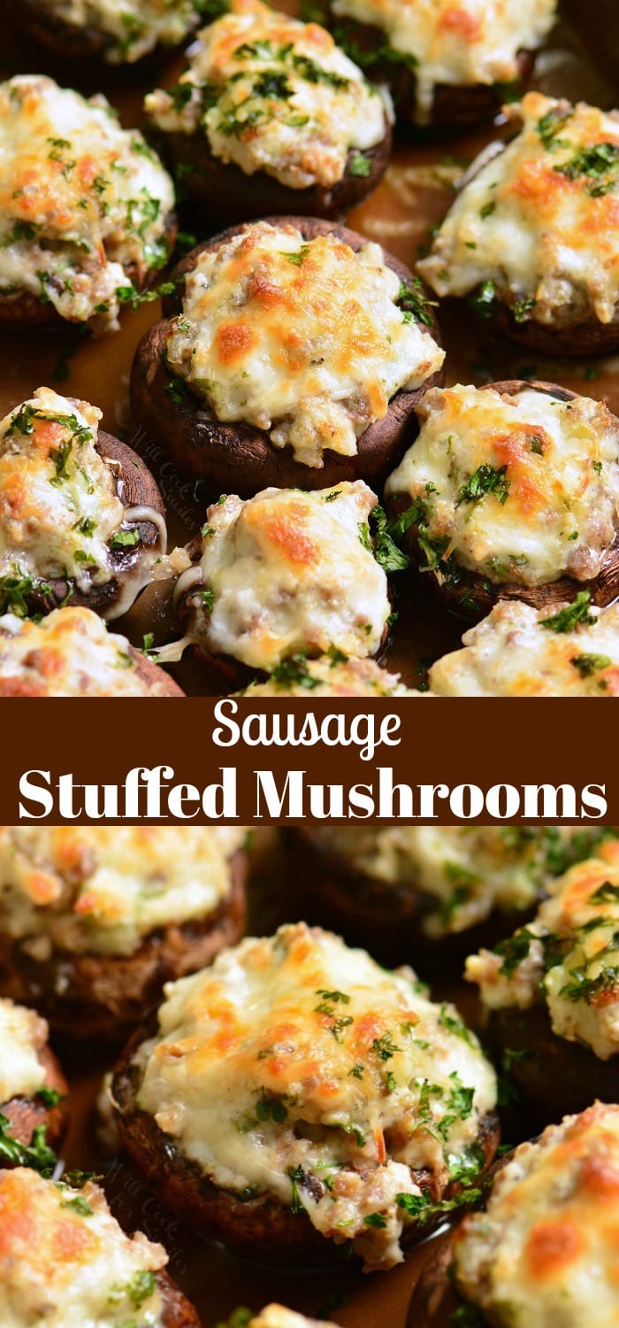 Sausage Stuffed Mushrooms collage 