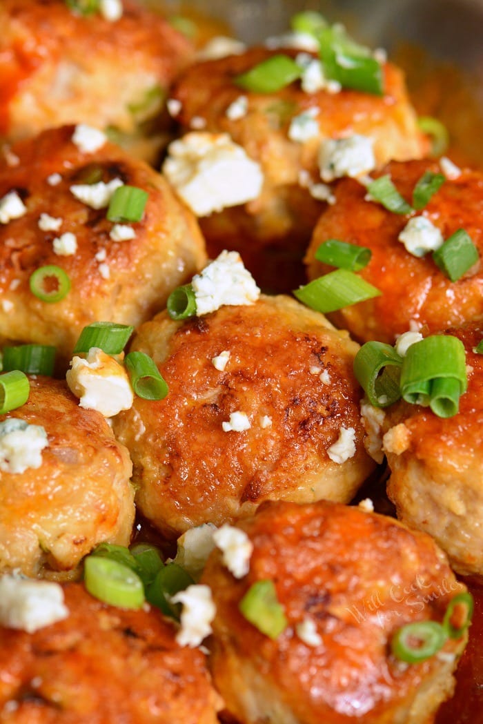 Buffalo meatballs with blue cheese 