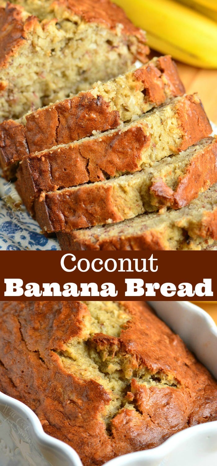 Coconut Banana Bread collage 