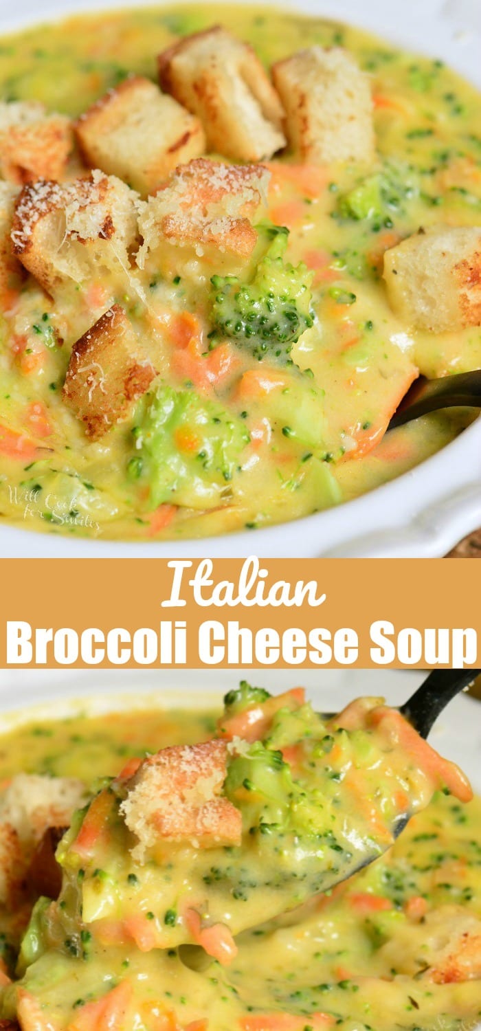 Italian Broccoli Cheese Soup collage 