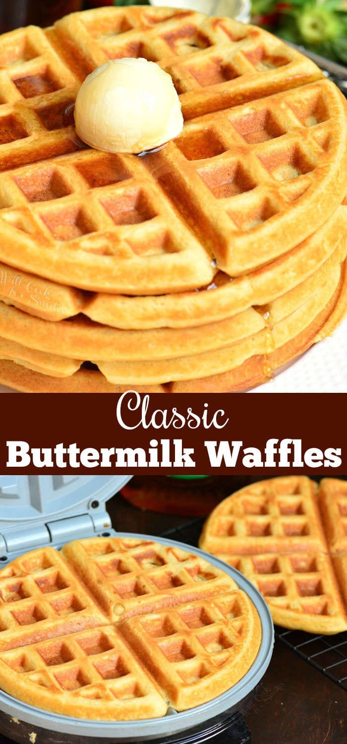 Buttermilk Waffles Recipe collage 