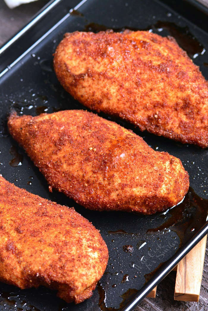 Baked Chicken on baking sheet 