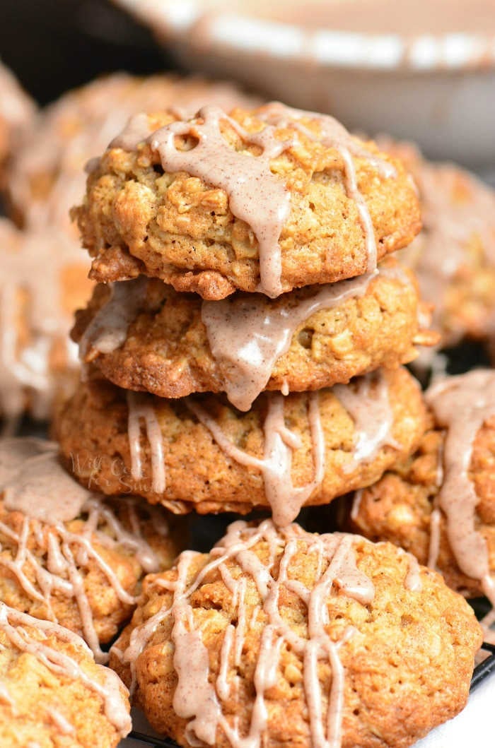 Oatmeal Cookies stacked on top of each other 