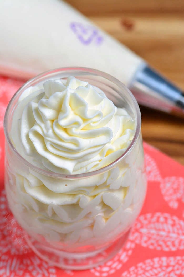 Whipped Cream Cheese Frosting in a glass