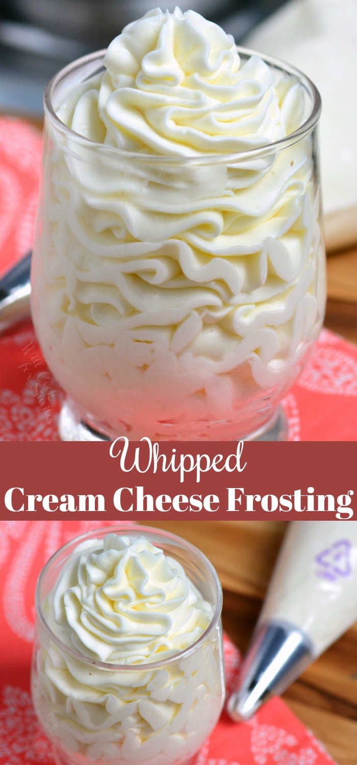 Whipped Cream Cheese Frosting in a glass
