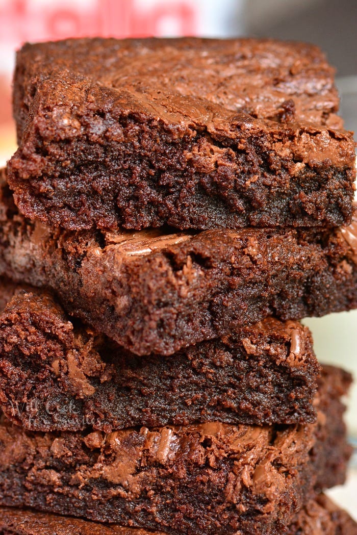 Nutella Brownies stacked on top of each other 