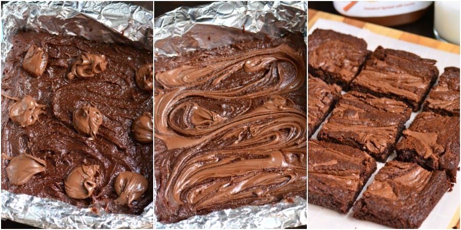 collage of nutella brownies.