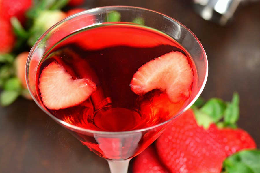Strawberry Shortcake Martini in a glass 