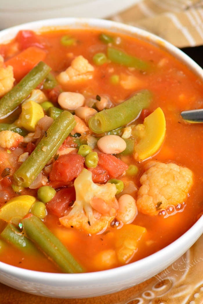 vegetable soup with spoon 