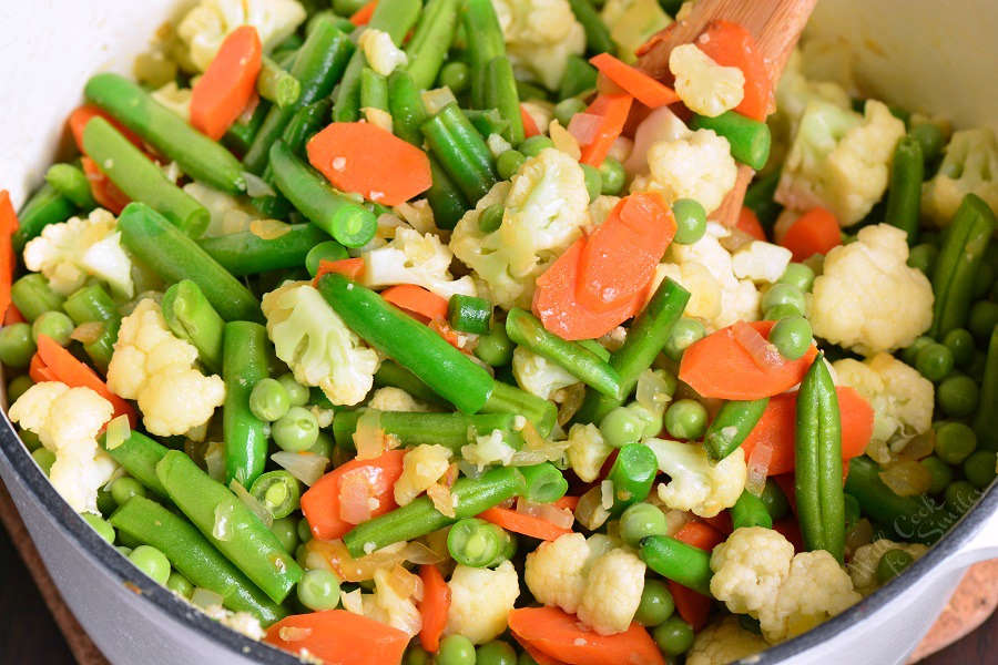 Easy Vegetable Soup vegetables in a stock pot