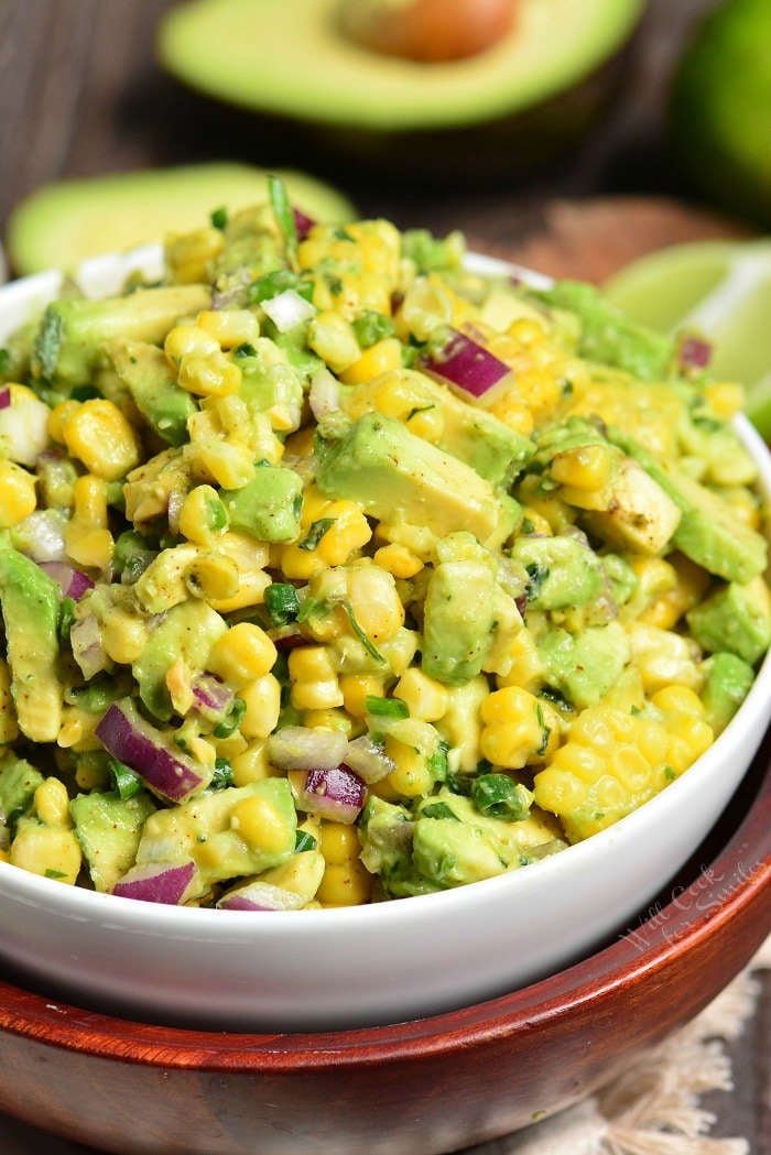 Avocado Corn Salad in a serving bowl 