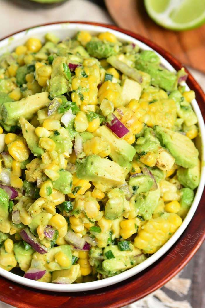 Avocado Corn Salad in a serving bowl 