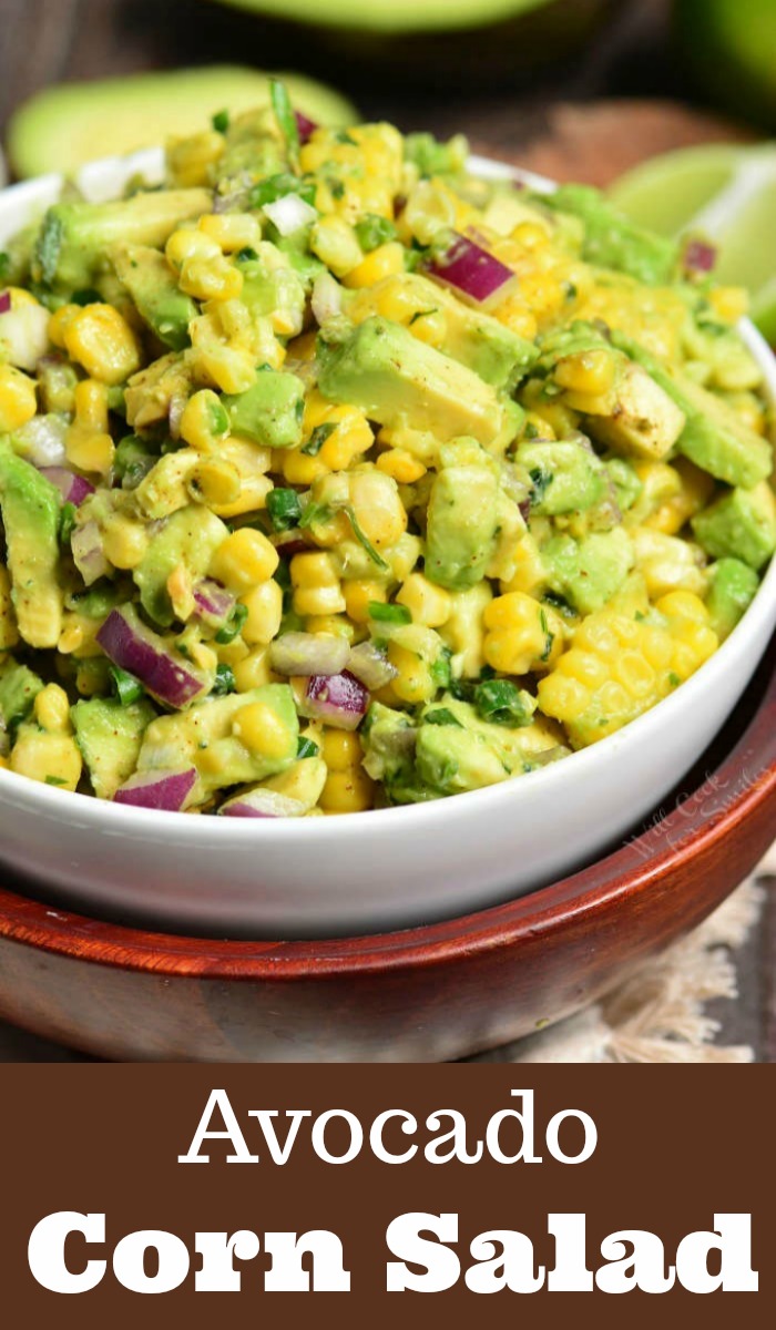 Avocado Corn Salad in a serving bowl 