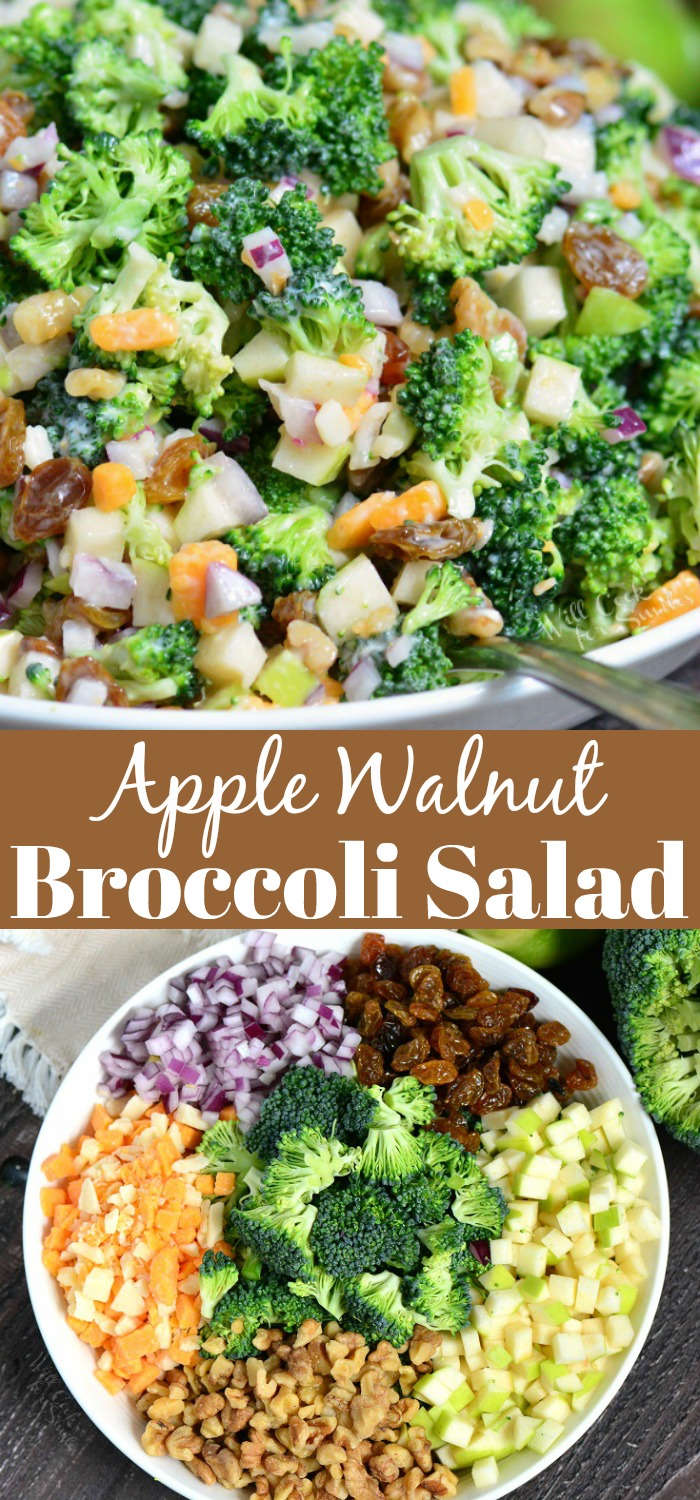 picture collage top picture is of salad in a bowl and bottom is all ingredients in a bowl 