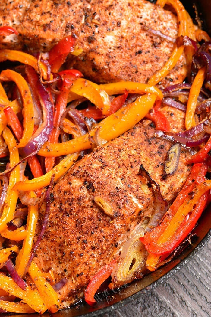 Baked Salmon in a cast iron pan 