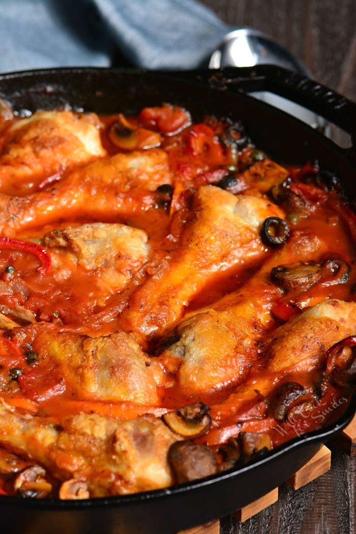 Chicken Cacciatore in a pan