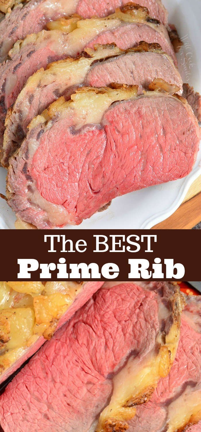 Prime Rib college of prime rib on white serving platter 