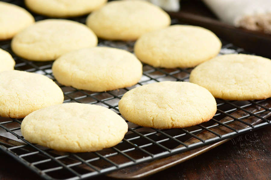 sugar cookies on a cooling rack 