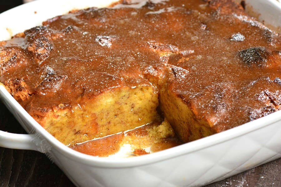 French Toast Casserole is so comforting and made with simple ingredients. Made with Brioche, sweet egg mixture, and topped with an easy sweet cinnamon butter syrup. 