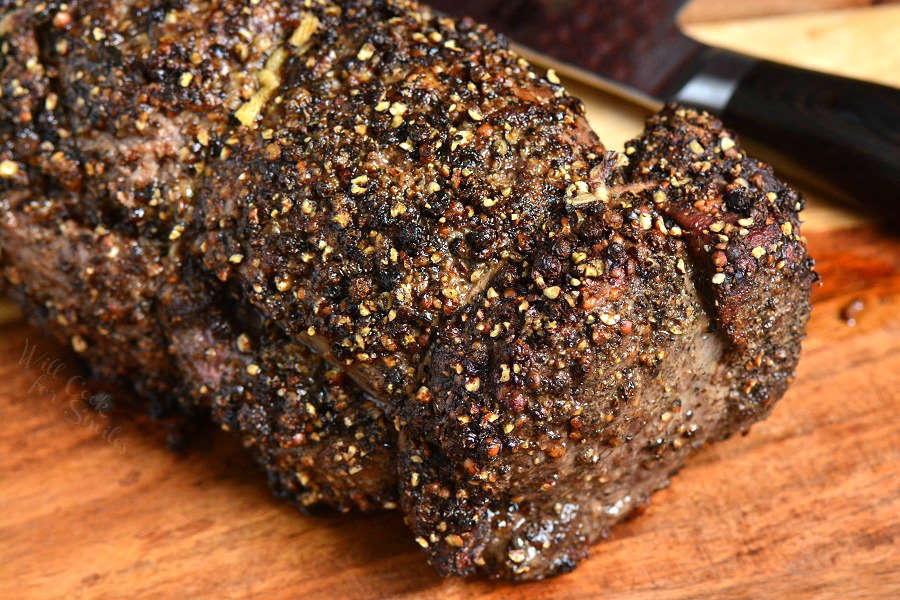 Pepper Crusted Beef Tenderloin is easily made by roasting it in the oven and the tenderness can't be beat. It is so tender, you can just cut it with a fork. 