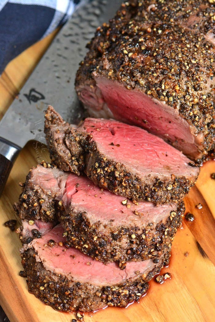 Beef Tenderloin is easily made by roasting it in the oven and the tenderness can’t be beat. It is so tender, you can just cut it with a fork. 